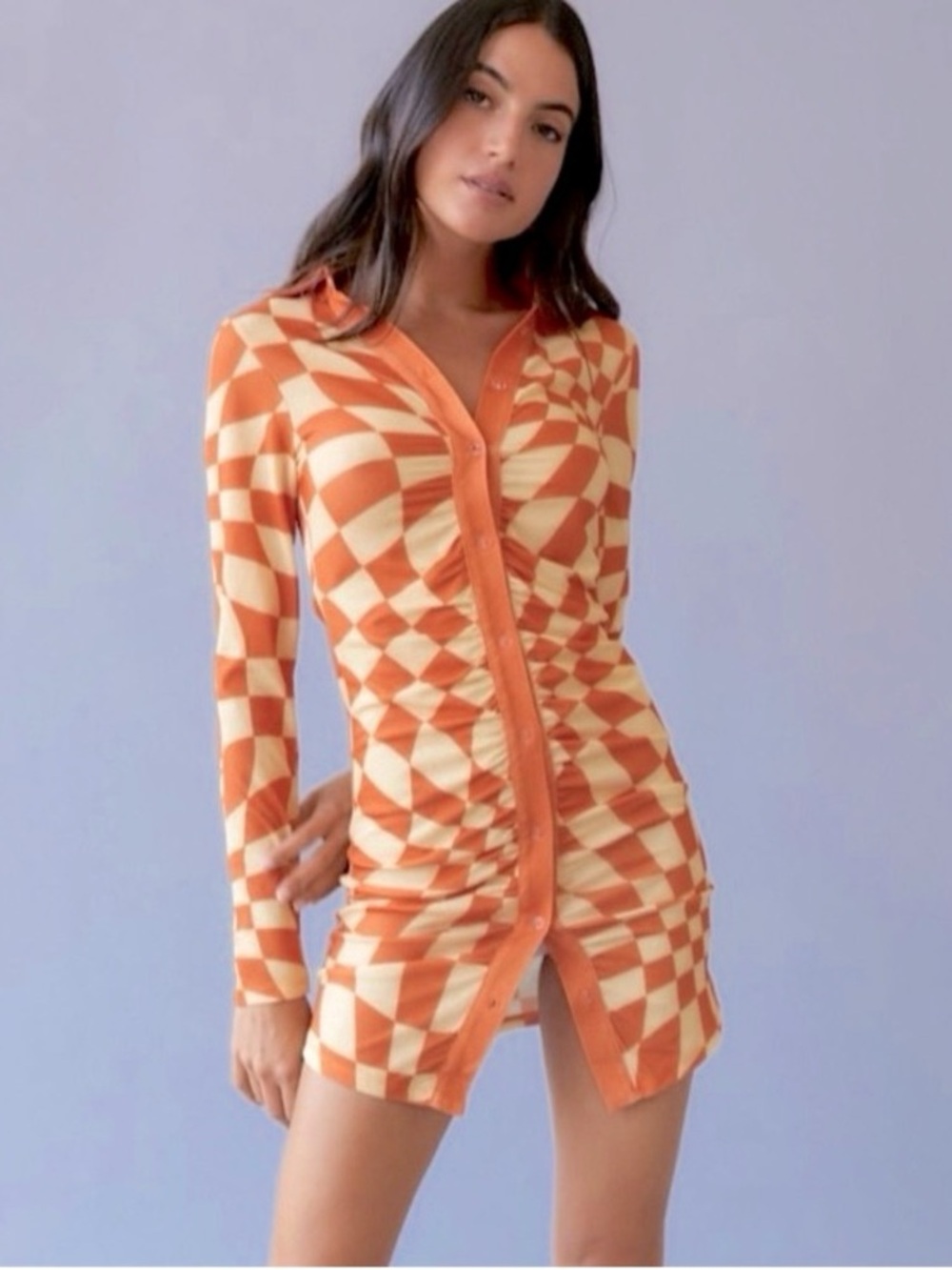 UO NGOrder Y2K 90’s Melting Checker Print Dress